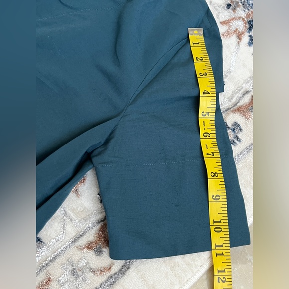 COS Cotton Linen A-Line Shirt Dress Mini Teal Blue Size 8 Minimalist Classic - Picture 12 of 15